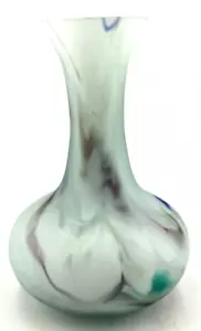 Satin Glass Vase Navy Blue Swirl Vase Hand-blown 7.5" Tall Vintage - Picture 1 of 5