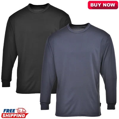 Mens Thermal Base Layer Top Long Sleeve Moisture Wicking Summer Undershirt - Image 1 of 4