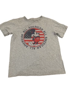 Disney Boys Size L All American Mickey Mouse Gray Short Sleeve T-Shirt - Picture 1 of 4