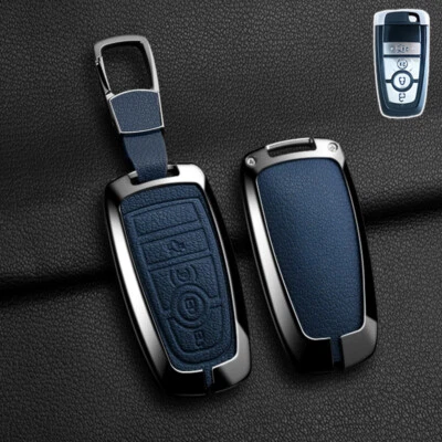 Zinc Alloy Leather Car Key Fob Case Cover For Ford Focus Ranger Explorer Mustang - Изображение 1 из 4