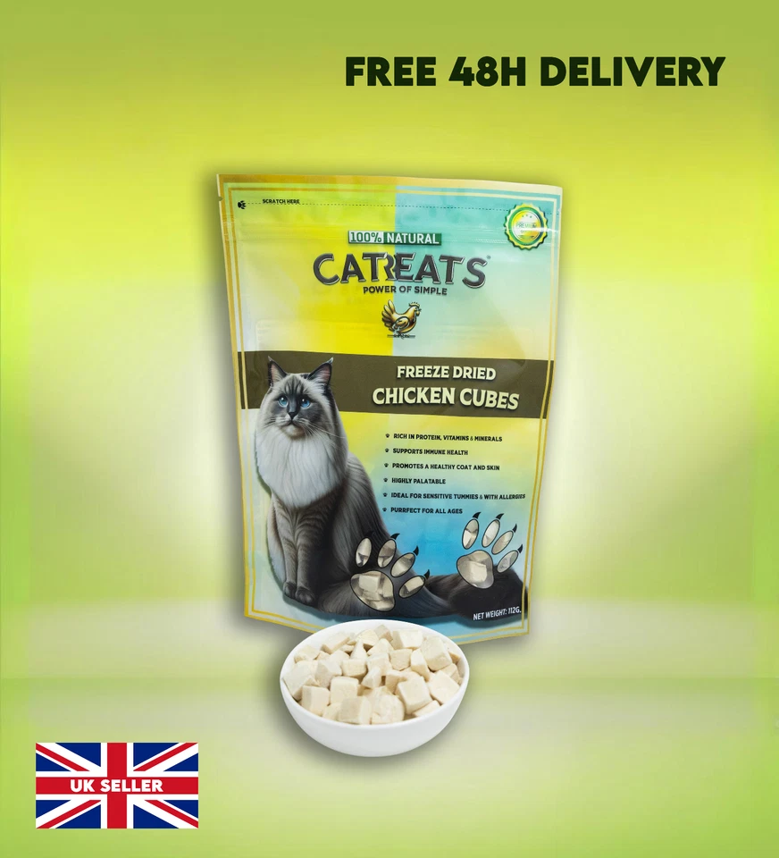 CATREATS 112G Bag, Natural Healthy, Freeze Dried Chicken Bites Snacks Treats For Cats UK