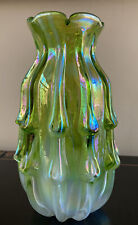 Kurata Craft Glass Iridescent Opalescent Green White Art Flower Vase Japanese