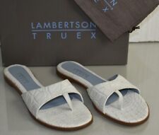 $1295 New Lambertson Truex Samantha Alligator Crocodile Slides White Shoes 40.5