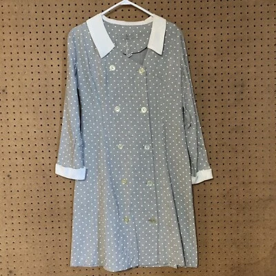 Vintage Shirt Dress Collared Armand Fabrics Inc. Gray Polka Dot Size 14 Twee - Image 1 of 4