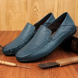 Men’s Genuine Leather Loafers Luxury Casual Formal Slip-On Moccasins Shoes - Picture 1 of 14