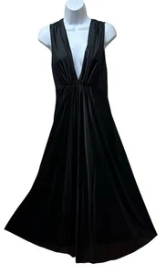 Vintage Vanity Fair Black Long Silky Satin Nylon Nightgown Negligee Gown Size 34 - Picture 1 of 8