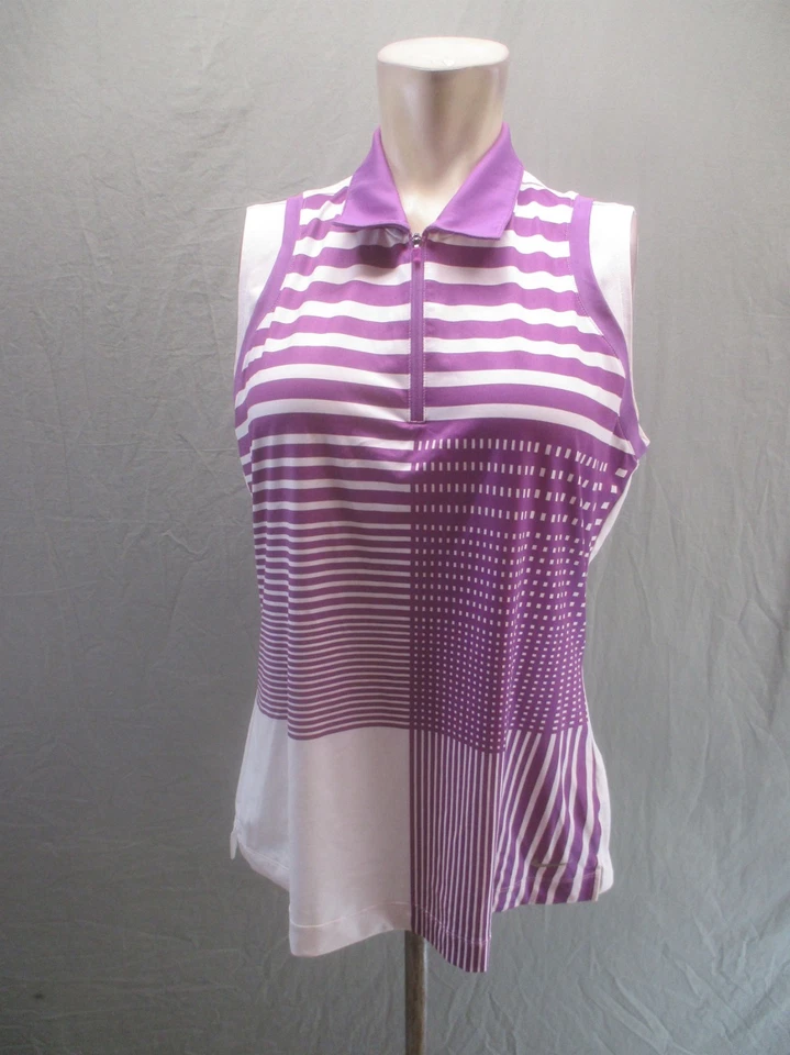 Nike Golf Talla L Mujer Multicolor Sin Mangas Cuello Cremallera Ropa Activa Polo 448 Foto 1 de 4