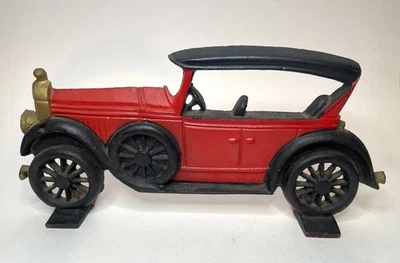 Vintage Old Red Ford Model T Car Door Stop ~ Hand Painted ~ Cast Iron ~ EUC - Image 1 of 4