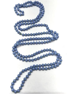 Collana lunga di perle in vetro blu e verde vintage - Foto 1 di 4