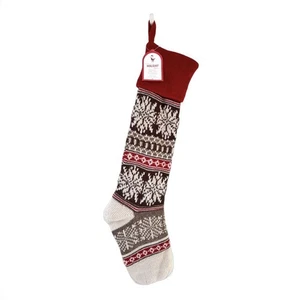 Pottery Barn Kids Holiday Snowflake Classic Fair Isle Stocking Brown Red - Bild 1 von 8