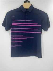 Under Armour Polo Shirt Mens Size Medium Loose Blue Pink Heat Gear Short Sleeve - Picture 1 of 8