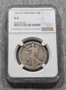 1917 D Obverse Walking Liberty Half Dollar Graded G 4 By NGC - Picture 1 of 2