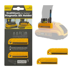 StealthMounts Magnetic Bit Holder for DeWalt XR & Flexvolt Tools (Yellow 2-Pack) - Picture 1 of 4