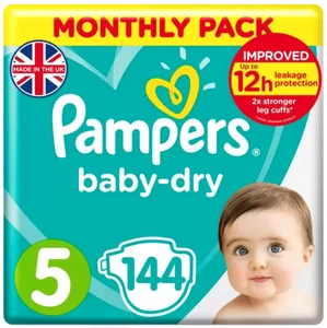 Pampers Baby-Dry Size 5 Nappies Jumbo Pack 72 or 144 Monthly Box 11–16kg - Picture 1 of 5