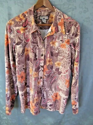 Caribbean Joe Shirt Size Large Floral & Paisley Print Microfiber Top - Image 1 of 4