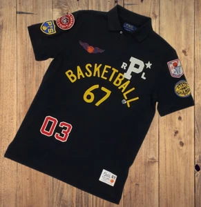 NEW Polo Ralph Lauren Black Basketball Graphic Mesh Classic Fit Polo SIZE XL - Picture 1 of 2