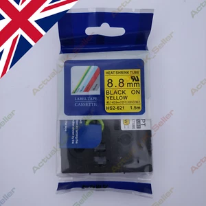 🇬🇧 TZe label heatshrink, black/yellow, 8.8mm, 9mm, Brother HSe-221 compatible - Picture 1 of 2