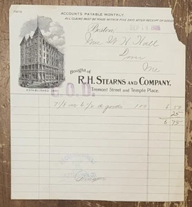 1905 Billhead Boston Massachusetts RH Stearns and Company - Picture 1 of 1