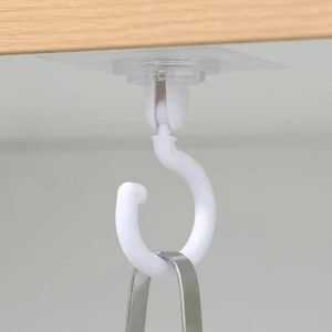 360°Rotating Adhesive Hooks Ceiling Heavy Duty Wall Hooks Rotating Rowel Hooks' - Picture 1 of 18