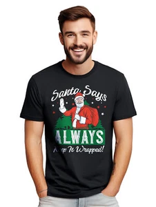 Santa Says Always Keep it Wrapped - Lustiges Weihnachts T-Shirt! Unisex Bedrucktes Desi - Bild 1 von 45