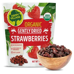 Happy Village Organic Whole Dried Strawberries, 18 OZ Resealable Pack- Soft & Ju - Picture 1 of 12