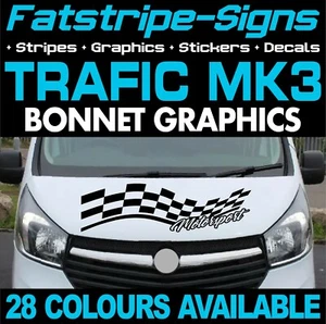 para adaptarse a RENAULT TRAFIC MK3 MOTORSPORT BANDERA PEGATINAS GRÁFICAS GORRO FURGONETA - Imagen 1 de 2