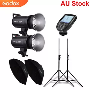2X Godox SK400II Studio Flash 95cm Grid Softbox Stand + XPro-C Trigger for Canon - Picture 1 of 15