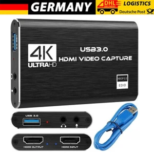 USB 3.0 Game Capture Card 4K Audio Videoaufnahmekarte HDMI Videoaufnahmegerät DE - Bild 1 von 12