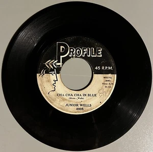 JUNIOR WELLS~CHA CHA CHA IN BLUE/I COULD CRY~PROFILE RECORDS~BLUES 45 - Picture 1 of 2