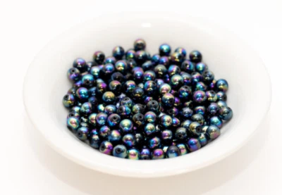 72 VINTAGE New IRIS Peacock Blues AB Beads WEST GERMAN 7mm Sparkling Iridescence - Image 1 of 4