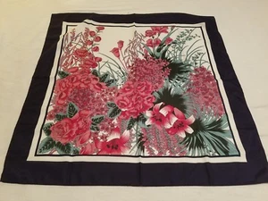 Bufanda Mujer Blanco Azul Rosa Floral 27"x27" Cuadrada - Imagen 1 de 10