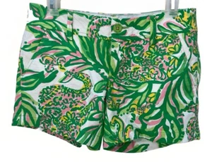 Short Lilly Pulitzer The Callahan verdi elefanti rosa taglia 2 - Foto 1 di 4