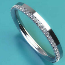 1 Ct Round Cut Diamond Eternity Engagement Wedding Band Ring 14K White Gold Over