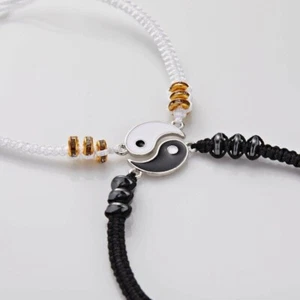 2pc Yin and Yang Couple Best Friend Bracelet Set Boyfriend Girlfriend Friendship - Picture 1 of 2