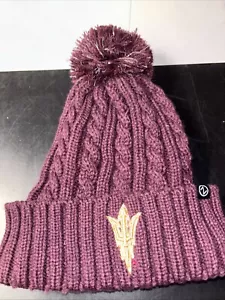 NCAA Zephyr Arizona Sun Devils Crochet Winter Pom Pom Cuffed Knit Beanie Hat - Picture 1 of 6