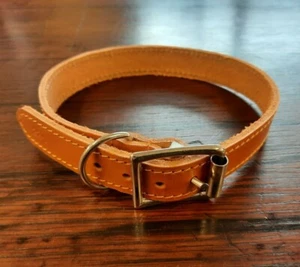 COLLAR PERRO CUERO REAL DETALLE PUNTADA DORADA 1" ANCHO SE ADAPTA CUELLO 16.5"-19.5" - Imagen 1 de 2