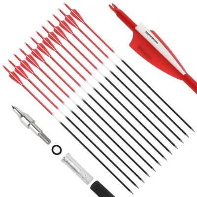 30" Carbon Arrows SP500 3" Shield Rubber Vanes Archery Shooting Hunting Target - Image 1 of 4