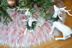 Falda redonda de Navidad roja blanca árbol 5' peluda hogar de lujo - Imagen 1 de 3