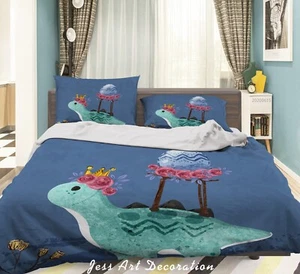 3D Turtle Watercolor Kids Quilt Cover Set Duvet Cover Bedding Pillowcases - Picture 1 of 6