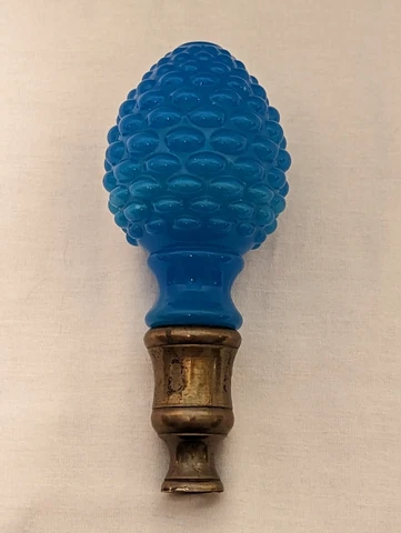 Antique Blue Opaline hobnail glass Newel Post Finial Cover