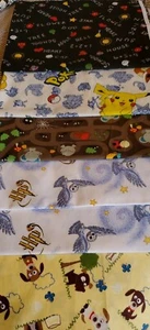 Retro Sewing Fabric 6 Fat Quarter Cotton Novelty Harry Potter Pokemon Dog School - Picture 1 of 8