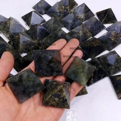 4 Lb Bulk Multi Flash labradorite Pyramid Crystal Carving Gemstone Lot 30-50mm - Image 1 of 4