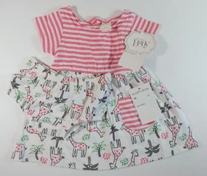 Nordstrom Baby: Pink/White Tropical Giraffe - 2pc. Cotton Dress Set Girl Newborn - Picture 1 of 7