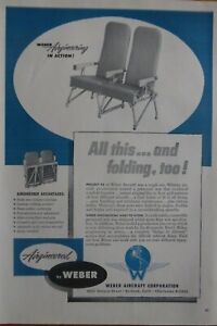 4/1953 PUB WEBER AIRCRAFT SEAT SIEGE AVION ORIGINAL AD