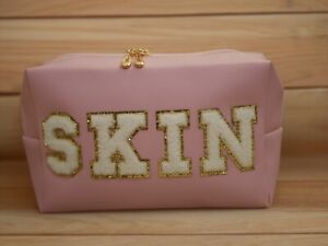 NEW SKIN COSMETIC BAG TOILETRY WHITE GOLD PINK OVERNIGHT MAKEUP TRAVEL CASE