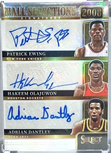 2023 Panini Select Hall Selections 2008 Ewing/Olajuwon/Dantley Triple Auto Card - Picture 1 of 2
