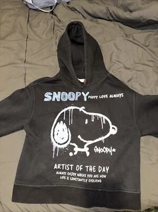 Zara Peanuts Snoopy Puppy Love Always Hoodie Black Sweater Unisex Kids US 10 EUC - Picture 1 of 8