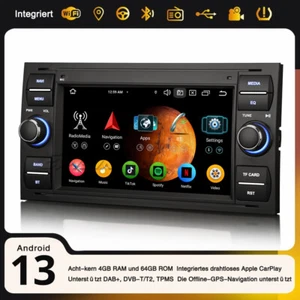 Android 14 DAB+ Autoradio 64GB CarPlay GPS Ford C/S-Max Focus Kuga Fiesta Galaxy - Bild 1 von 24