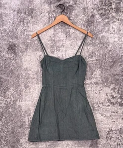 Reformation Dress 4 Womens Green Linen Smocked Mini - Picture 1 of 8
