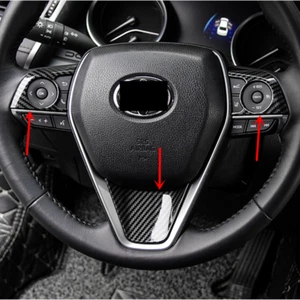 Carbon fiber internal Steering Wheel Trim 3pcs For Toyota Camry 2018-2024 - Picture 1 of 8